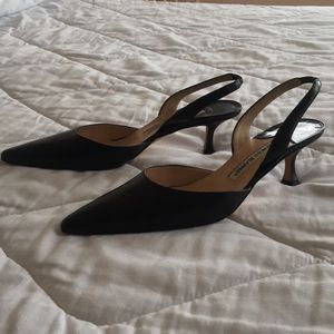 Manolo Blahnik Black Slingback Carolyne Pumps